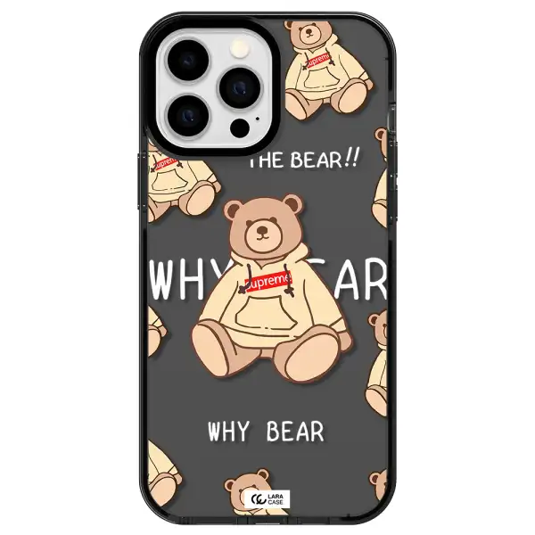 a pattern of a teddy bear Apple iPhone 13 Pro Max impact Smoke Black Case
