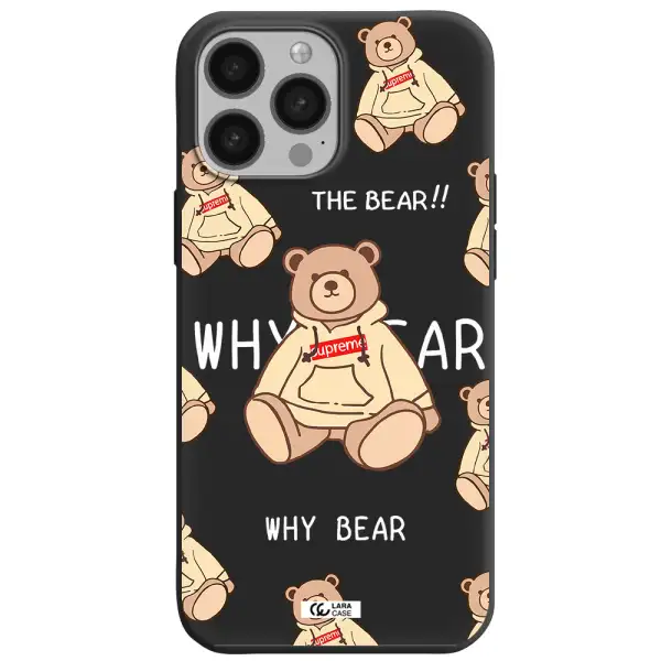 a pattern of a teddy bear Apple iPhone 13 Pro Silicone black Case