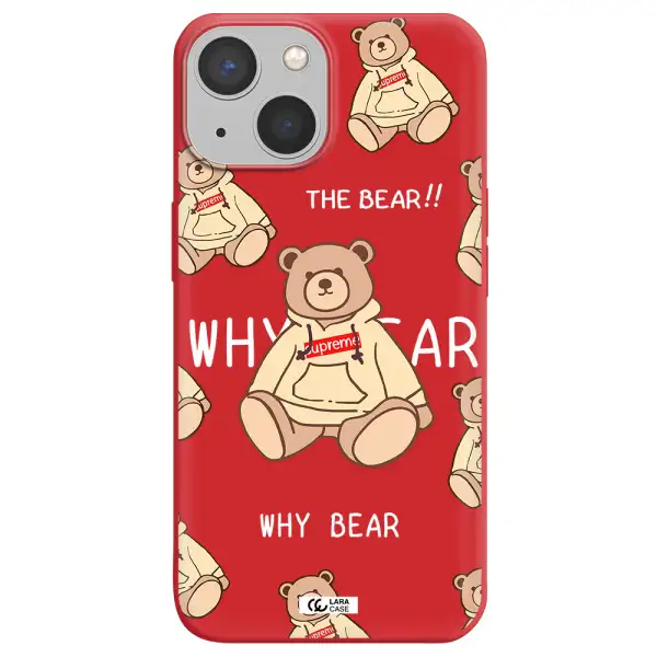 a pattern of a teddy bear Apple iPhone 13 Silicone Imperial Red Case