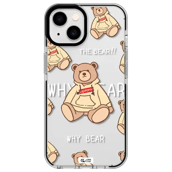 a pattern of a teddy bear Apple iPhone 14 impact black border Case