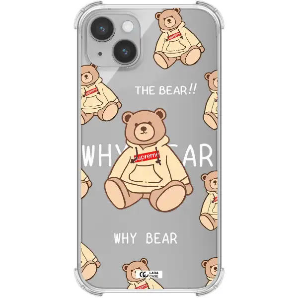 a pattern of a teddy bear Apple iPhone 14 plus Clear PC Case