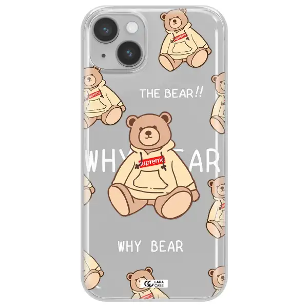 A Pattern Of A Teddy Bear Apple Iphone 14 Plus Clear Tpu Case