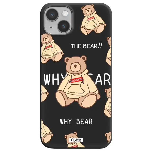a pattern of a teddy bear Apple iPhone 14 plus Silicone black Case