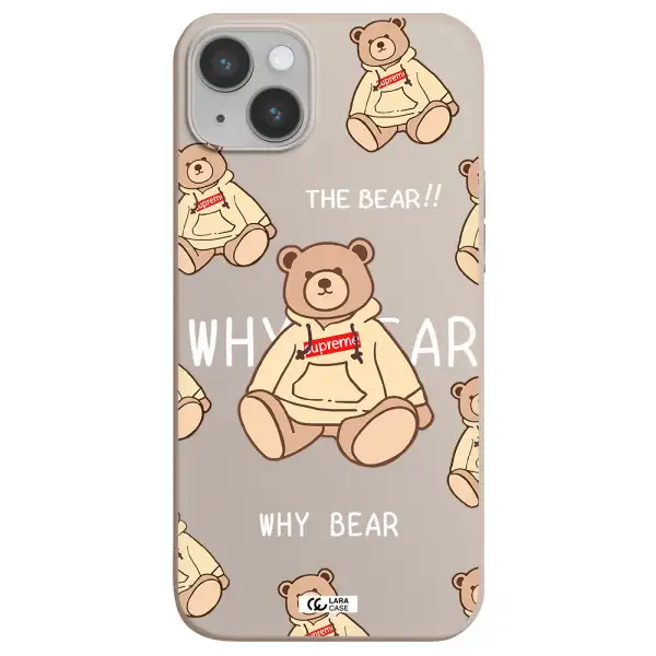 a pattern of a teddy bear Apple iPhone 14 plus Silicone Stone Case
