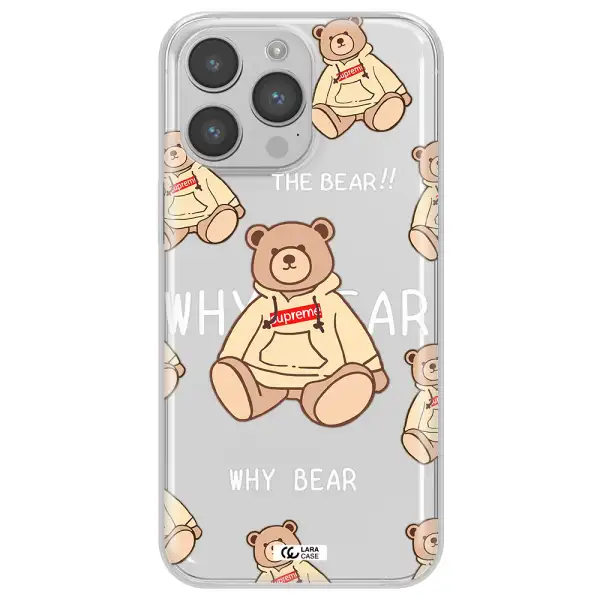 A Pattern Of A Teddy Bear Apple Iphone 14 Pro Clear Tpu Case