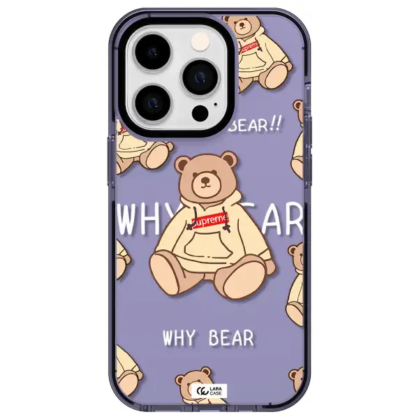 a pattern of a teddy bear Apple iPhone 14 pro impact Lilac Case