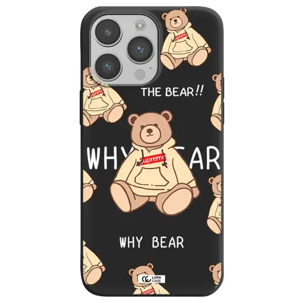 a pattern of a teddy bear Apple iPhone 14 pro max Silicone black Case