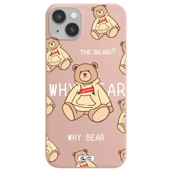 a pattern of a teddy bear Apple iPhone 14 Silicone pastel pink Case