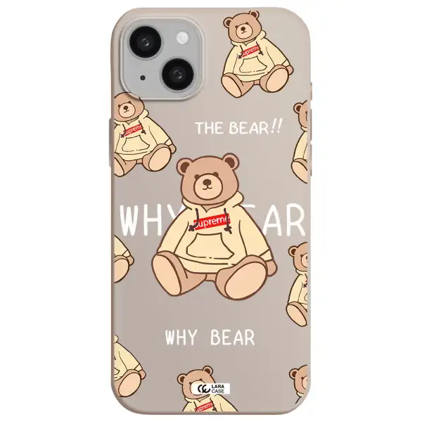 a pattern of a teddy bear Apple iphone 15 plus Silicone Stone Case