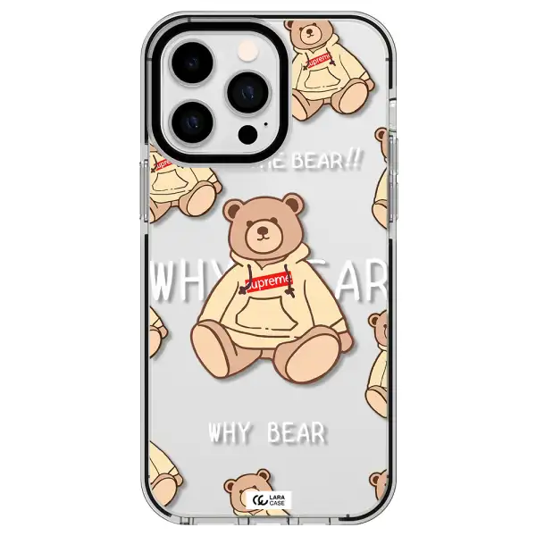 a pattern of a teddy bear Apple iPhone 15 Pro Max impact black border Case