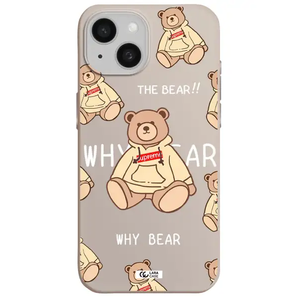 a pattern of a teddy bear Apple iPhone 15 Silicone Stone Case