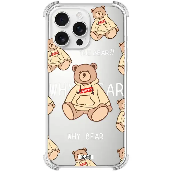 A Pattern Of A Teddy Bear Apple Iphone 16 Pro Max Clear Pc Case