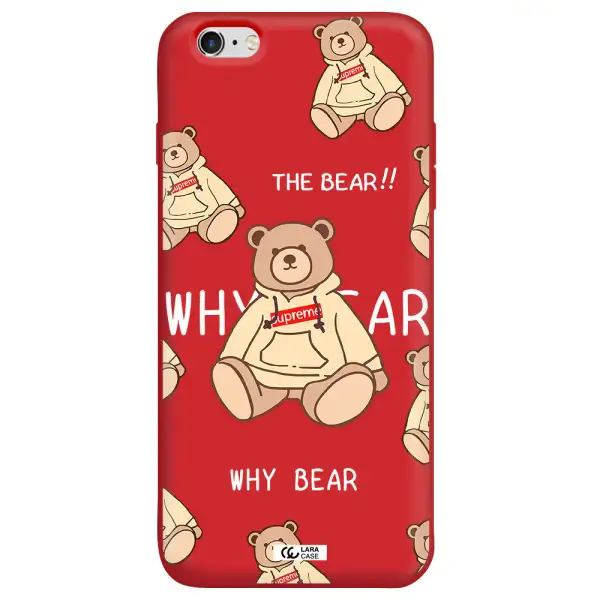 a pattern of a teddy bear Apple iPhone 6 plus Silicone Imperial Red Case