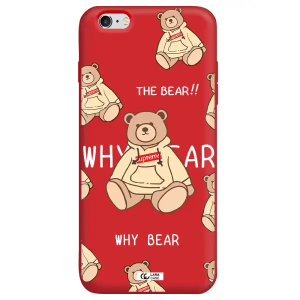 a pattern of a teddy bear Apple iPhone 6 s plus Silicone Imperial Red Case
