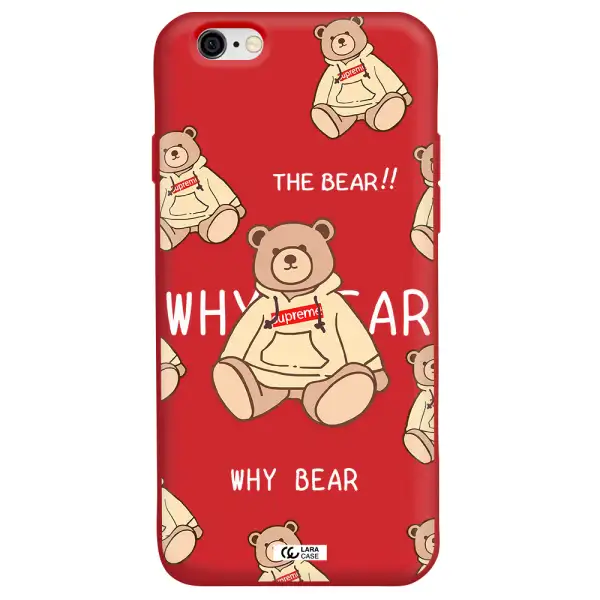 a pattern of a teddy bear Apple iPhone 6 Silicone Imperial Red Case