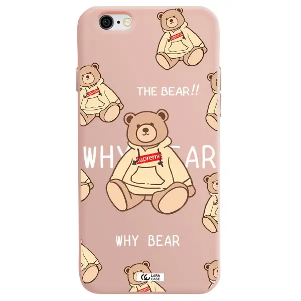 a pattern of a teddy bear Apple iPhone 6 Silicone pastel pink Case