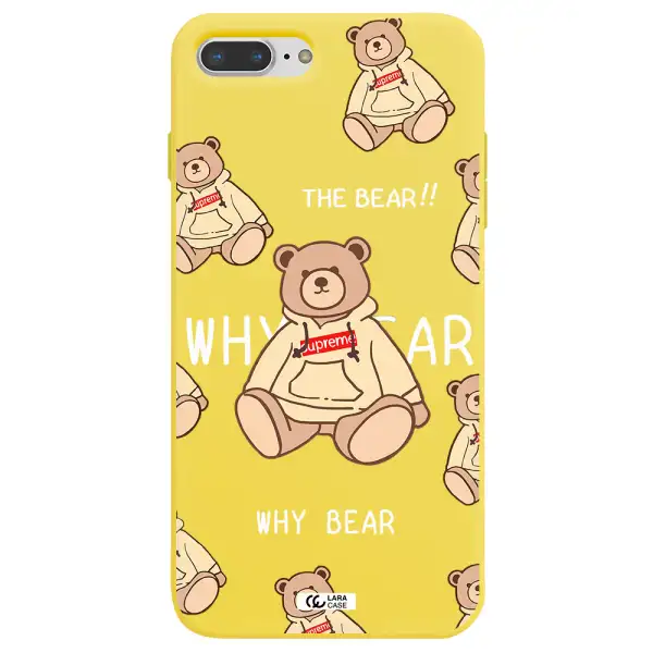 a pattern of a teddy bear Apple iPhone 7 plus Silicone canary yellow Case