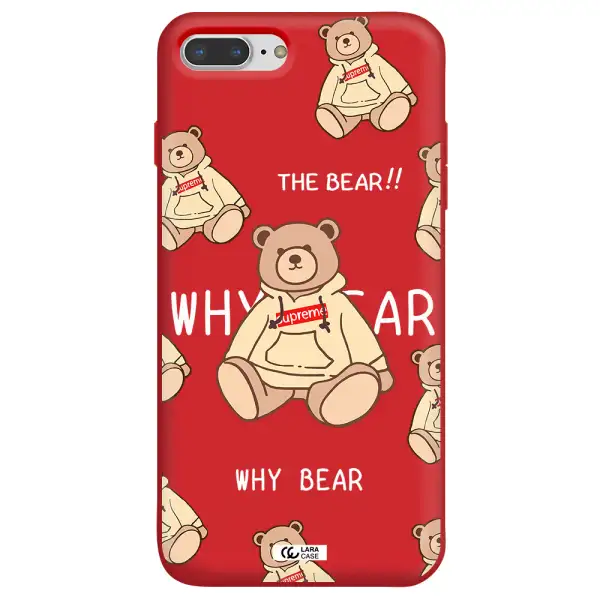 a pattern of a teddy bear Apple iPhone 7 plus Silicone Imperial Red Case