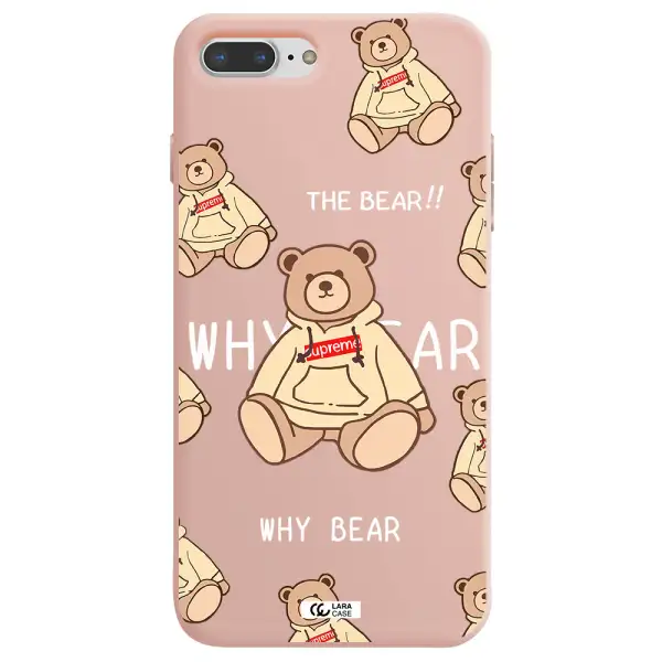 a pattern of a teddy bear Apple iPhone 7 plus Silicone pastel pink Case