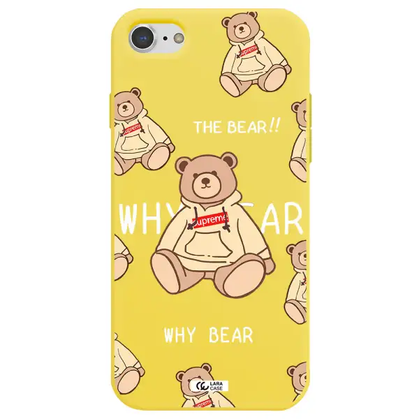 a pattern of a teddy bear Apple iPhone 7 Silicone canary yellow Case