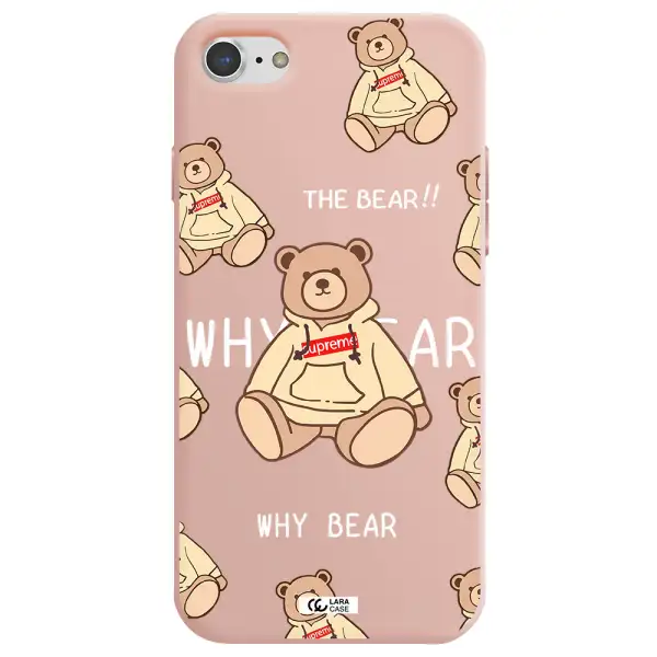 a pattern of a teddy bear Apple iPhone 7 Silicone pastel pink Case