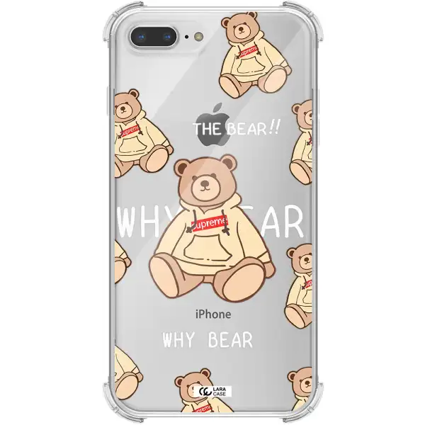 a pattern of a teddy bear Apple iPhone 8 plus Clear PC Case