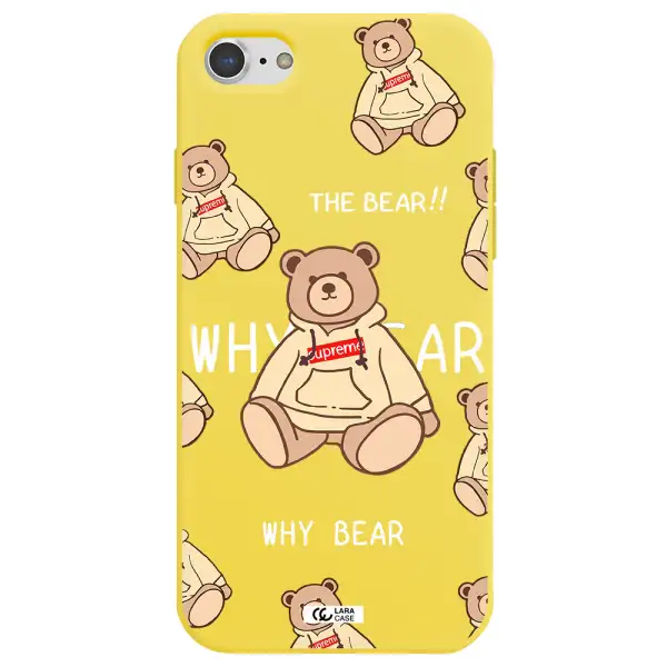 a pattern of a teddy bear Apple iPhone 8 Silicone canary yellow Case