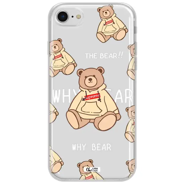 A Pattern Of A Teddy Bear Apple Iphone Se 2020 Clear Tpu Case