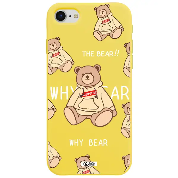 a pattern of a teddy bear Apple iPhone se 2020 Silicone canary yellow Case