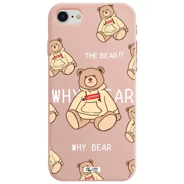 a pattern of a teddy bear Apple iPhone se 2020 Silicone pastel pink Case