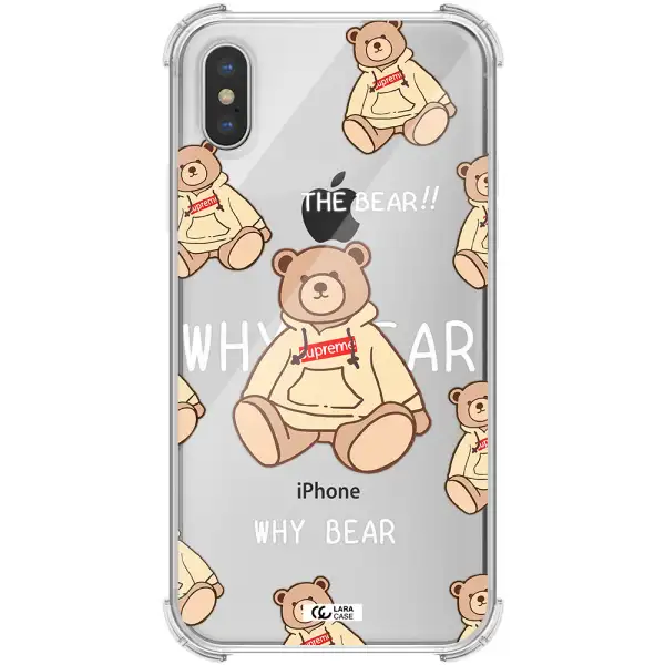 a pattern of a teddy bear Apple iPhone X Clear PC Case