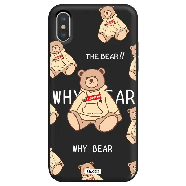 a pattern of a teddy bear Apple iPhone X Silicone black Case