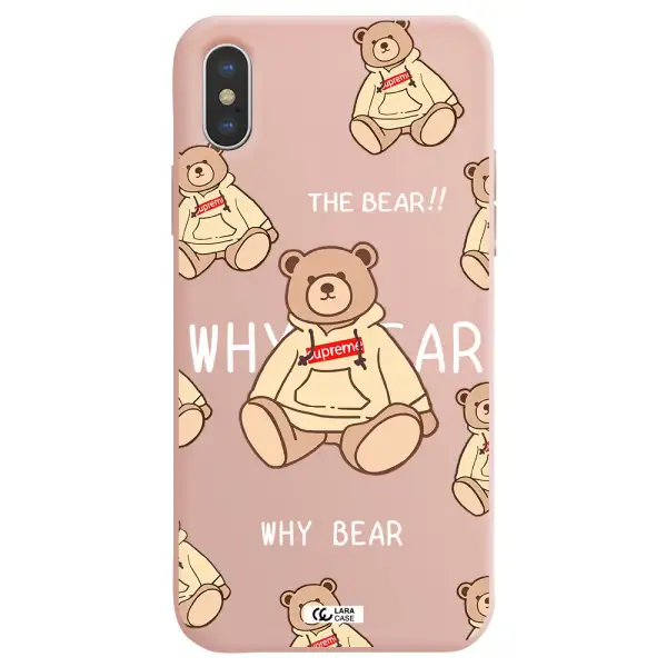 a pattern of a teddy bear Apple iPhone XS max Silicone pastel pink Case