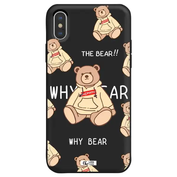 a pattern of a teddy bear Apple iPhone XS Silicone black Case