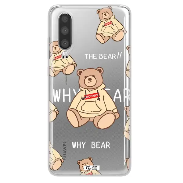 A Pattern Of A Teddy Bear Huawei P30 Clear Tpu Case