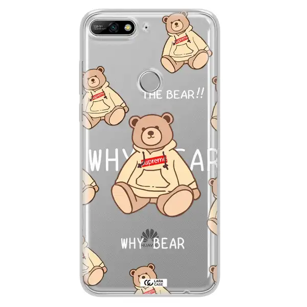 A Pattern Of A Teddy Bear Huawei Y7 2018 Clear Tpu Case