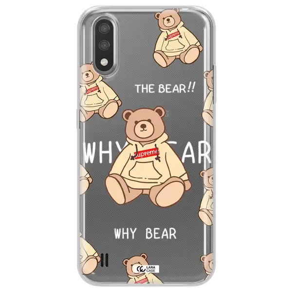 A Pattern Of A Teddy Bear Samsung A01 Clear Tpu Case
