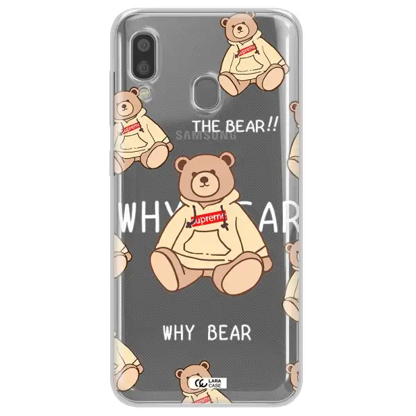 A Pattern Of A Teddy Bear Samsung A20 Clear Tpu Case