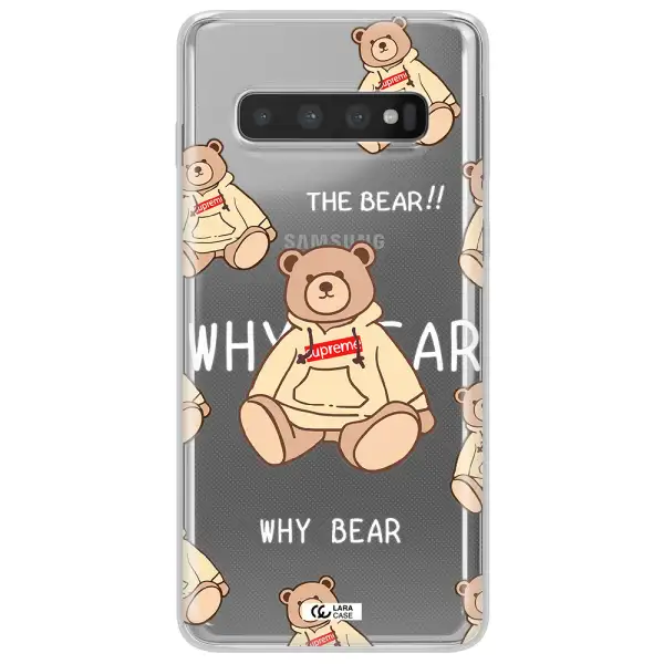 A Pattern Of A Teddy Bear Samsung S10 Clear Tpu Case