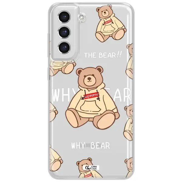 A Pattern Of A Teddy Bear Samsung S21 Fe Clear Tpu Case