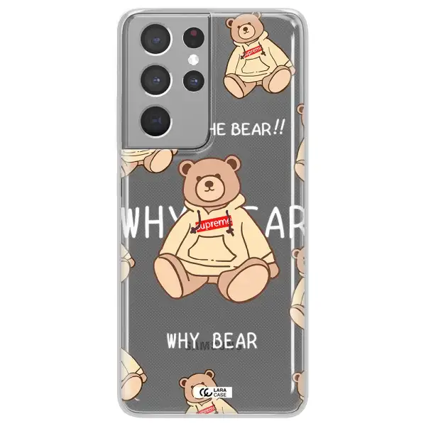 A Pattern Of A Teddy Bear Samsung S21 Ultra Clear Tpu Case
