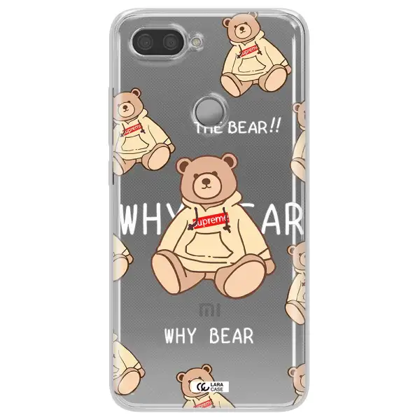A Pattern Of A Teddy Bear Xiaomi Mi 8 Lite Clear Tpu Case