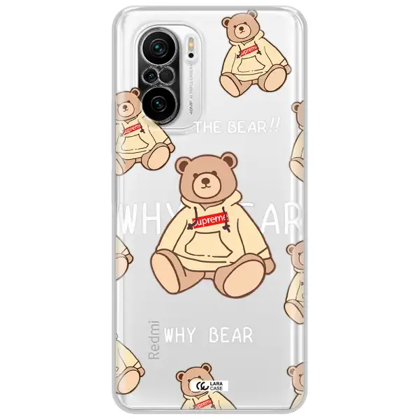 A Pattern Of A Teddy Bear Xiaomi Poco F3 Clear Tpu Case
