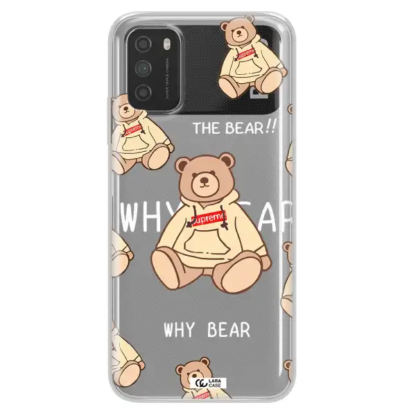 A Pattern Of A Teddy Bear Xiaomi Poco M3 Clear Tpu Case