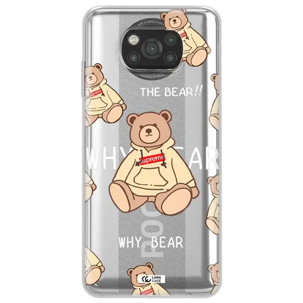 A Pattern Of A Teddy Bear Xiaomi Poco X3 Clear Tpu Case