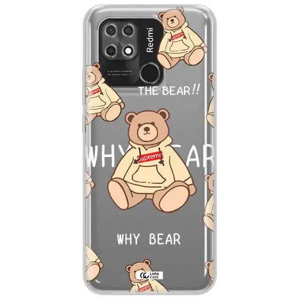 A Pattern Of A Teddy Bear Xiaomi Redmi 10C Clear Tpu Case