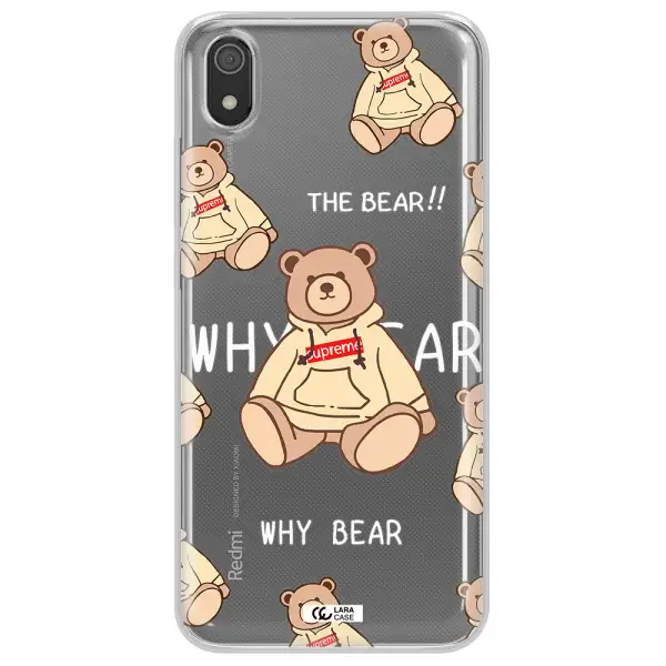 A Pattern Of A Teddy Bear Xiaomi Redmi 7A Clear Tpu Case