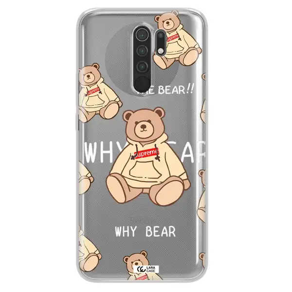 A Pattern Of A Teddy Bear Xiaomi Redmi 9 Clear Tpu Case