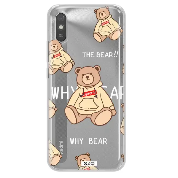 A Pattern Of A Teddy Bear Xiaomi Redmi 9A Clear Tpu Case