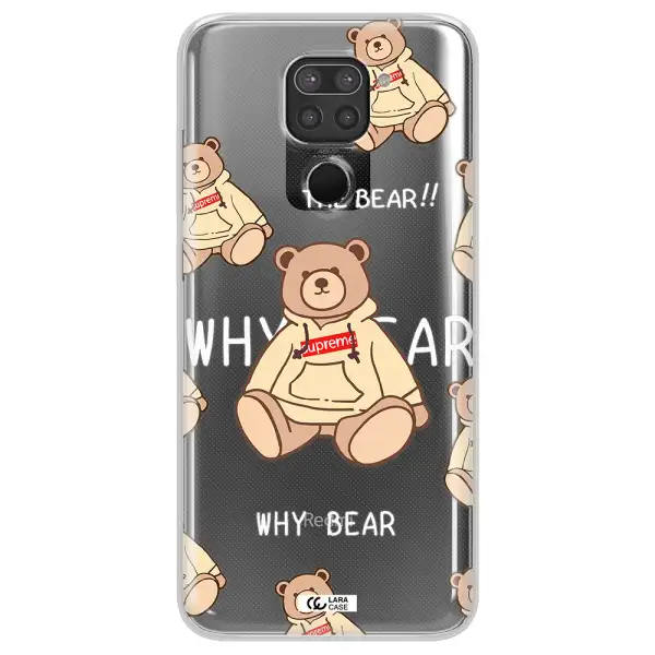 A Pattern Of A Teddy Bear Xiaomi Redmi Note 9 Clear Tpu Case